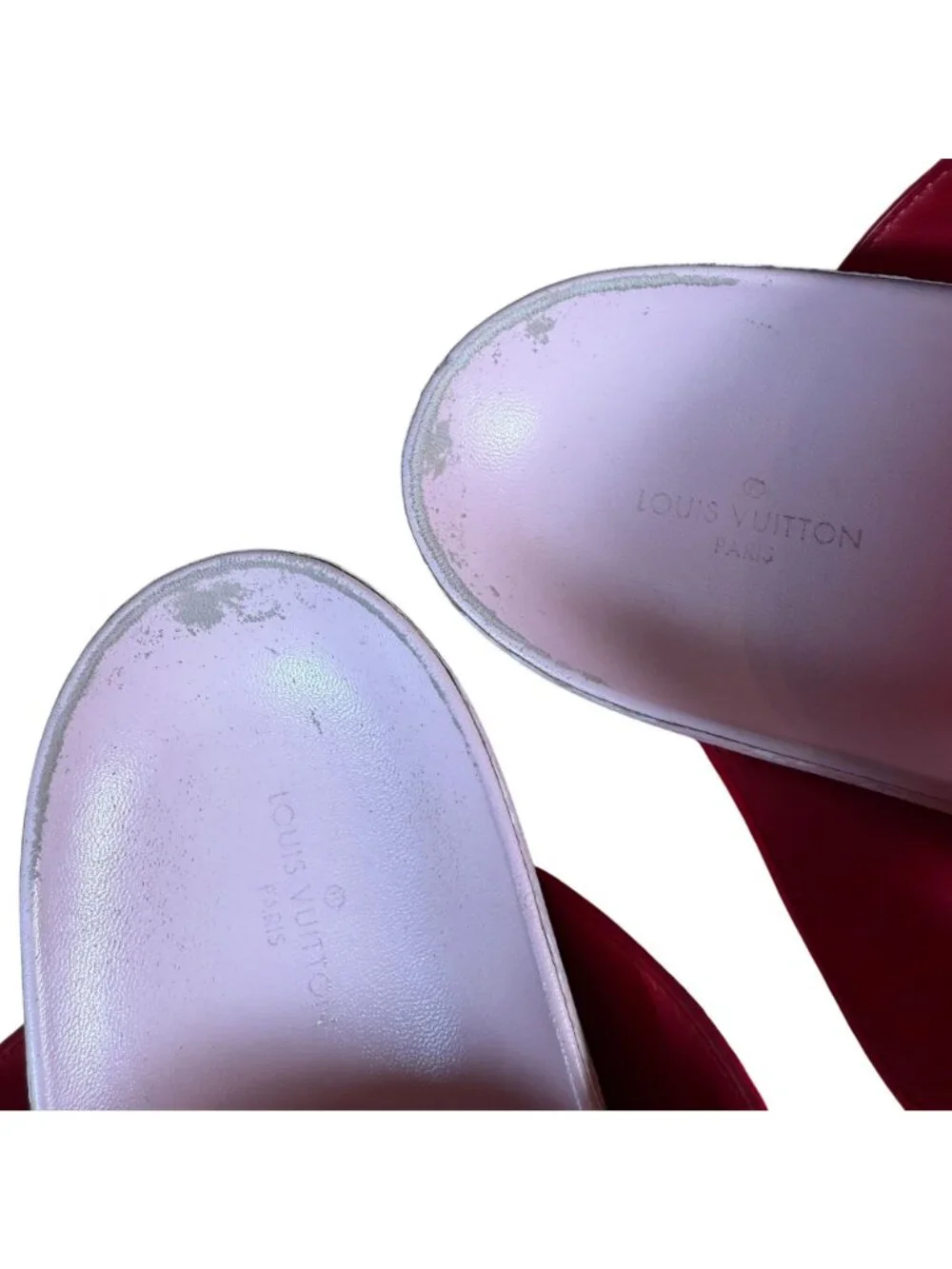 Louis Vuitton Bom Dia Canvas Monogram Slide Sandals Pink Red Size EU 38.5 US 8.5